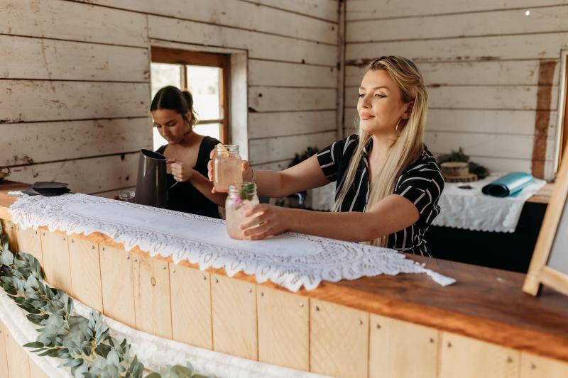 Sidney Russell, Ashlee Nadine Photography, bar, bartending, drinks, rustic barn, Derek Botchford, Andrea Soto, Smithers, North, British Columbia, Frontier Experience